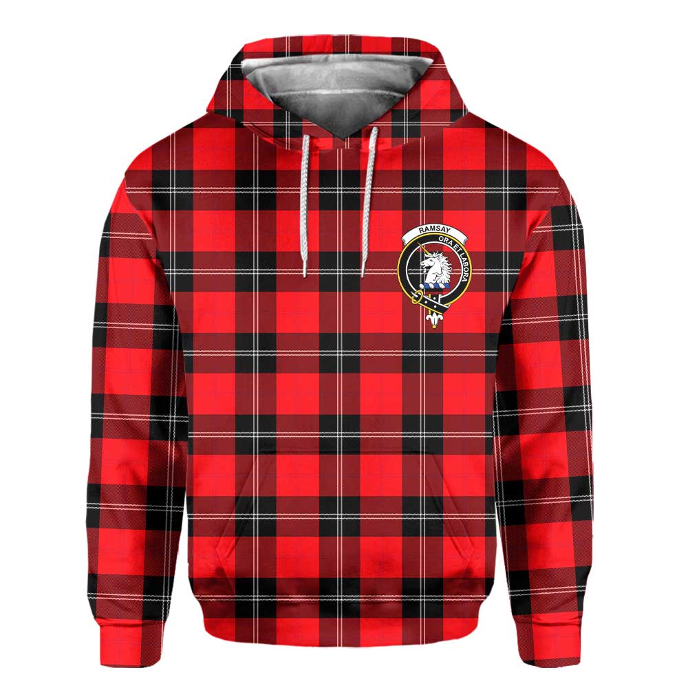 Clan Ramsay Tartan Men Hoodie Crest And Plaid Basic Style