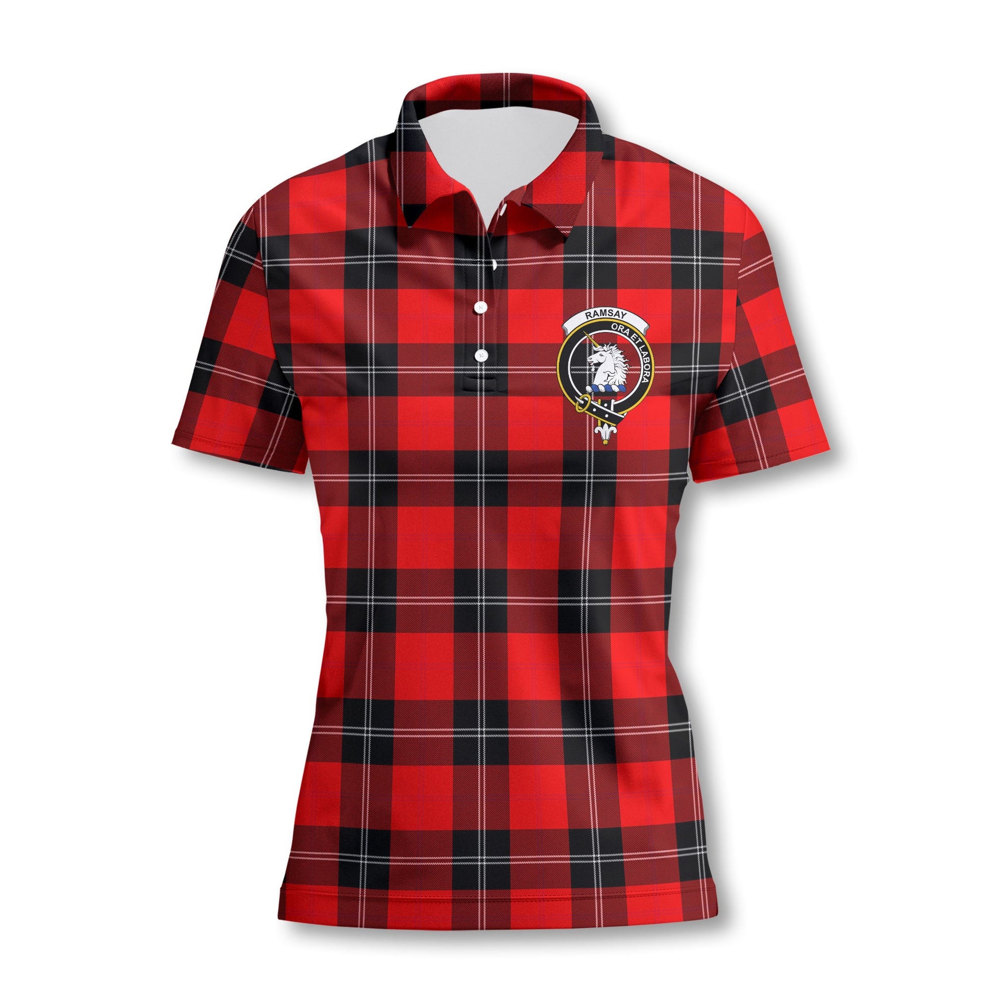 Clan Ramsay Tartan Women Polo Shirt Crest And Plaid Basic Style