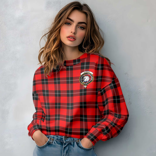 Clan Ramsay Tartan Women Sweatshirt Crest And Plaid Basic Style