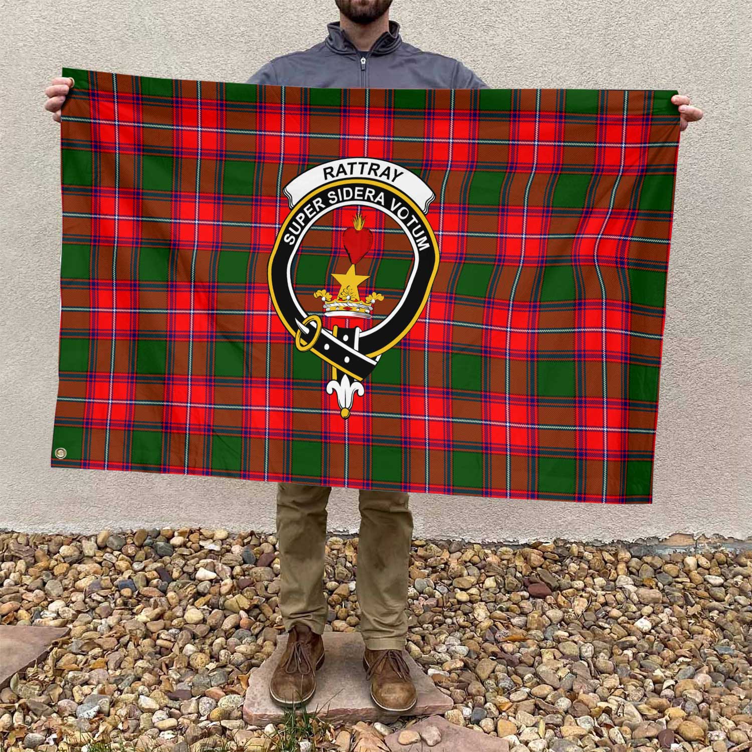Clan Rattray Tartan Flag Crest And Plaid Basic Style