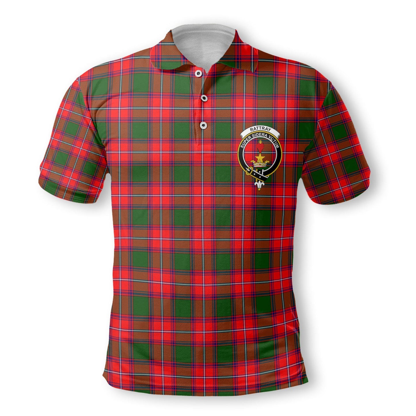 Clan Rattray Tartan Golf Men Polo Shirt Crest And Plaid Basic Style