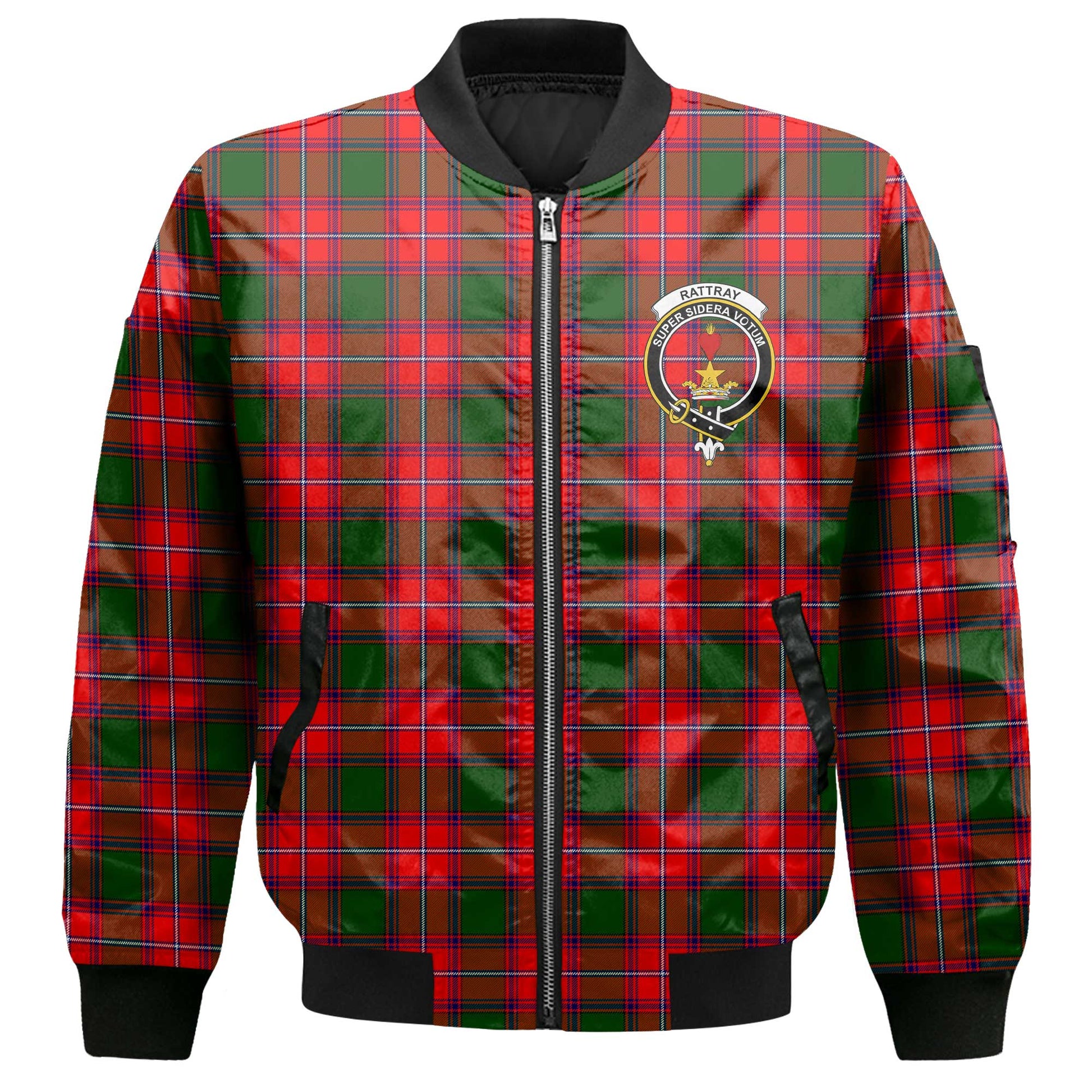 Clan Rattray Tartan Men Bomber Jacket Crest And Plaid Basic Style