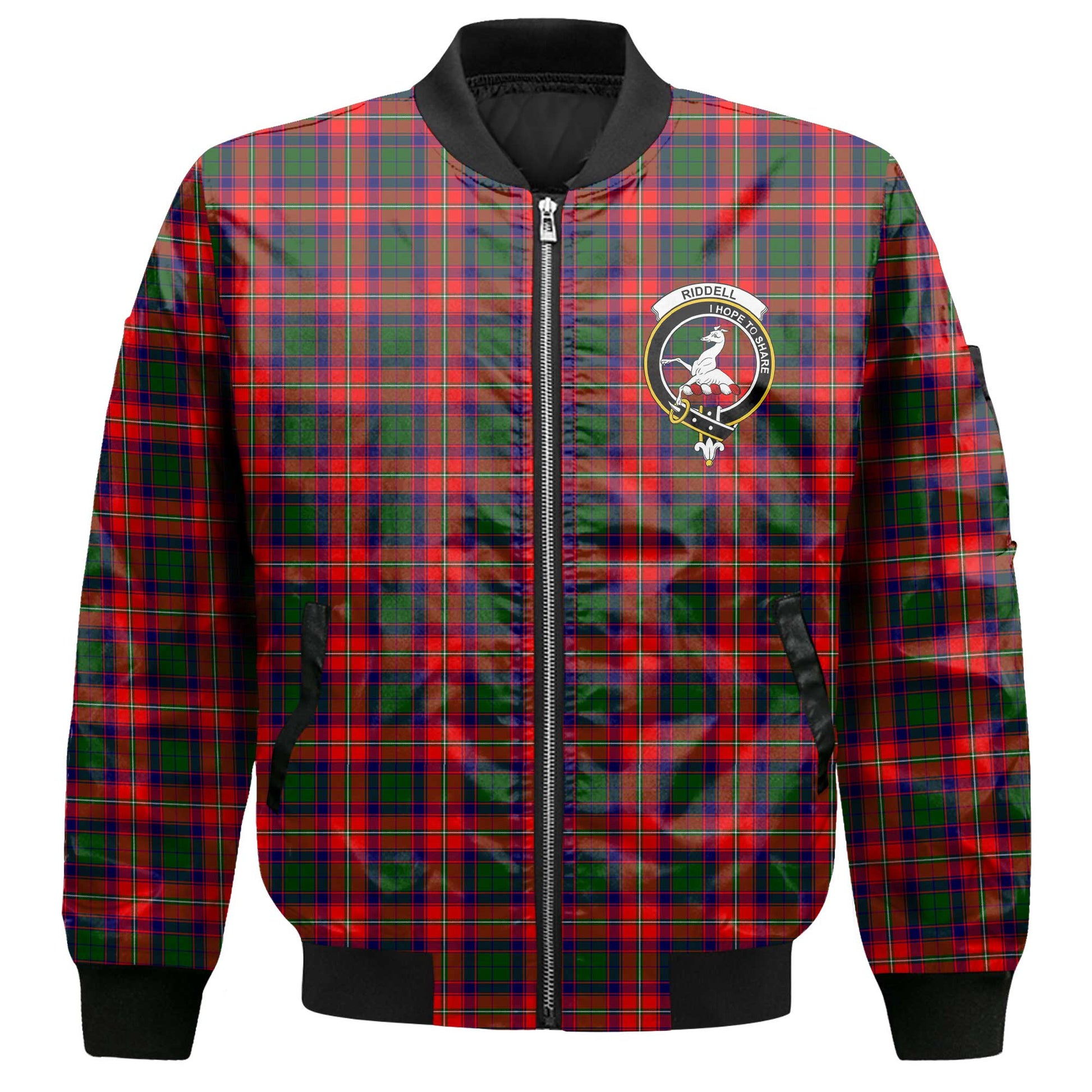 Clan Riddell Tartan Women Bomber Jacket Crest And Plaid Basic Style