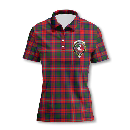 Clan Riddell Tartan Women Polo Shirt Crest And Plaid Basic Style