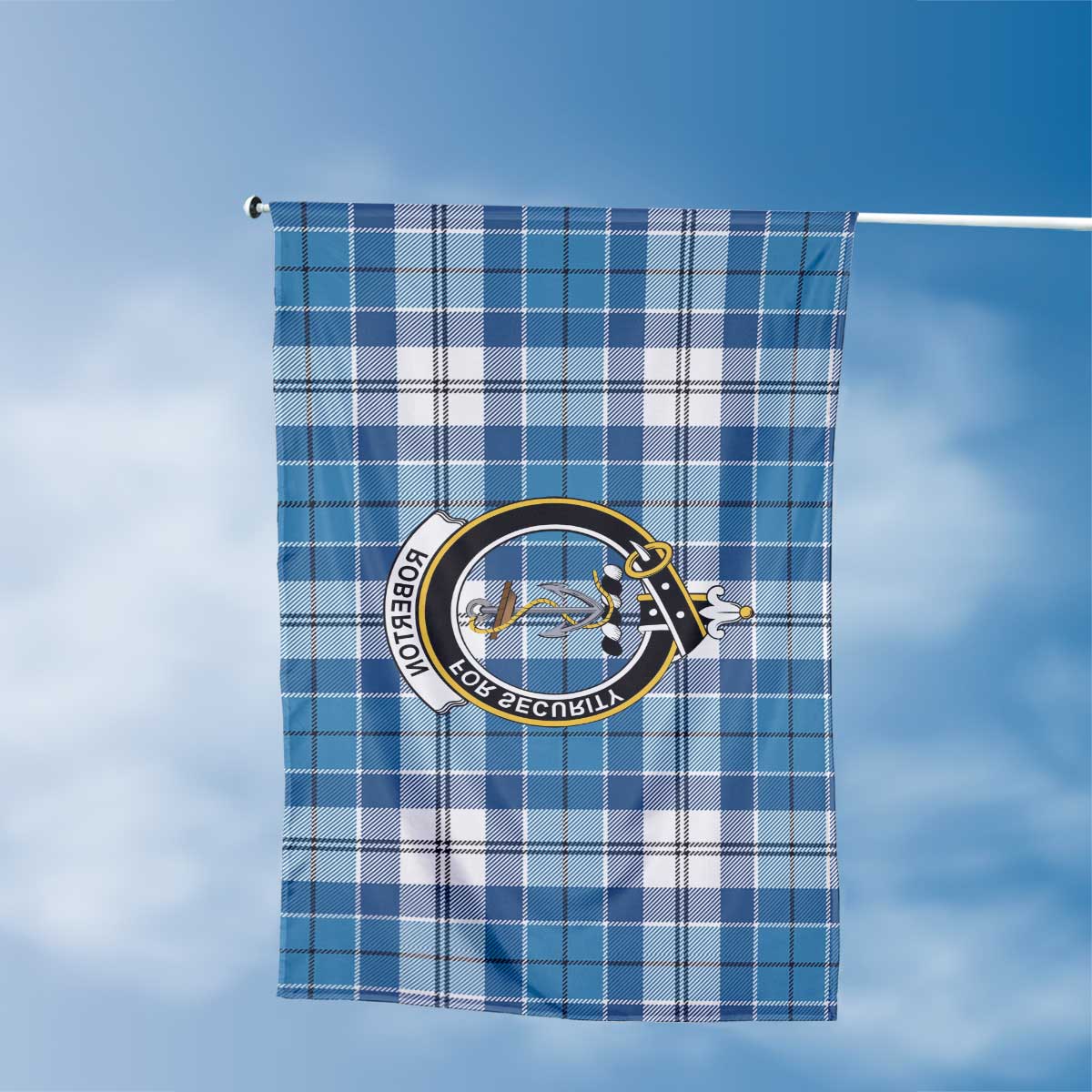 Clan Roberton Tartan Flag Crest And Plaid Basic Style