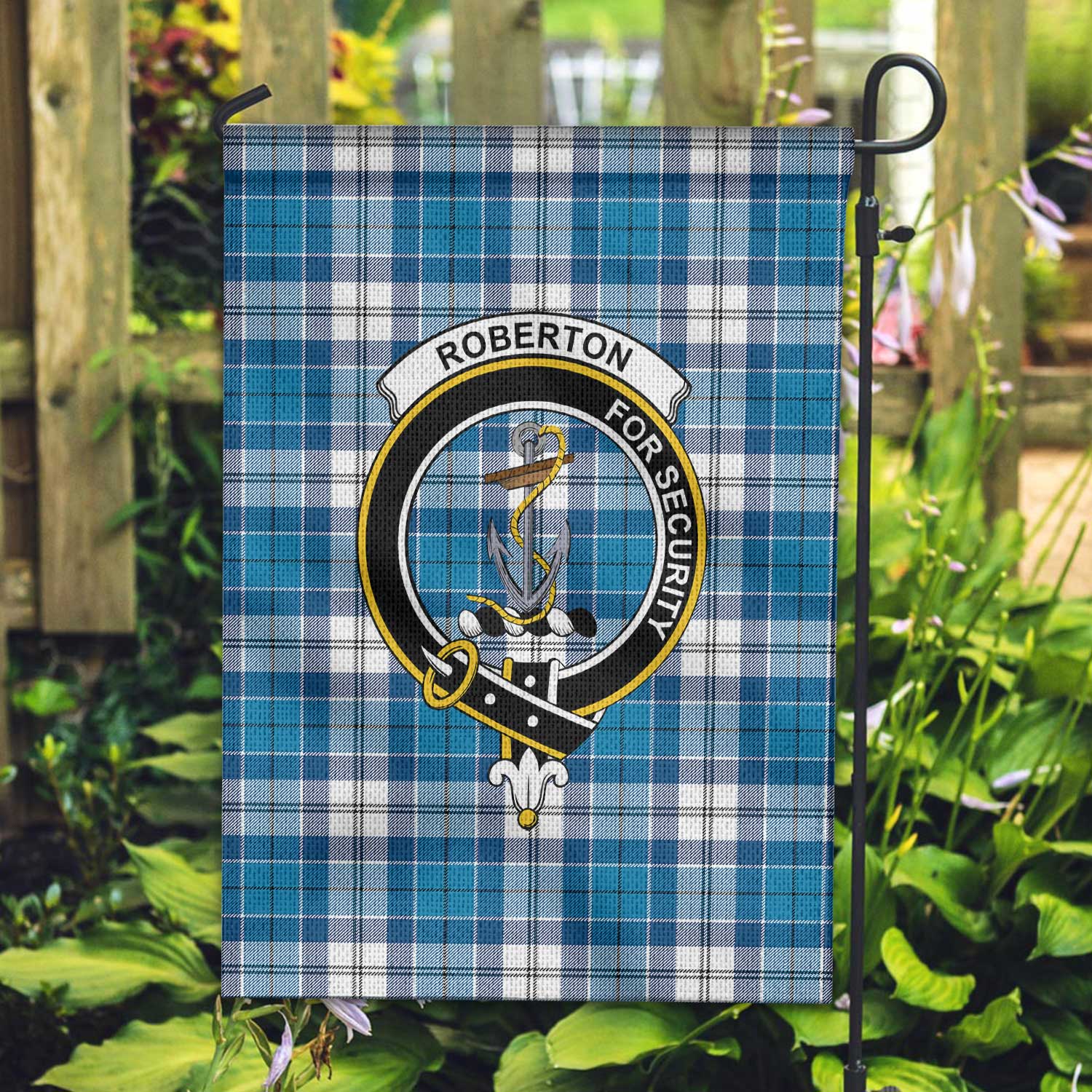 Clan Roberton Tartan Garden Flag Crest And Plaid Basic Style