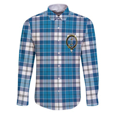 Clan Roberton Tartan Long Sleeve Button Shirt Crest And Plaid Basic Style