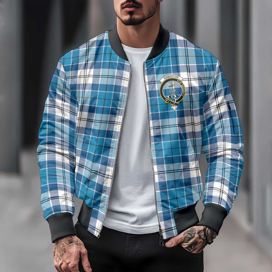 Clan Roberton Tartan Men Bomber Jacket Crest And Plaid Basic Style