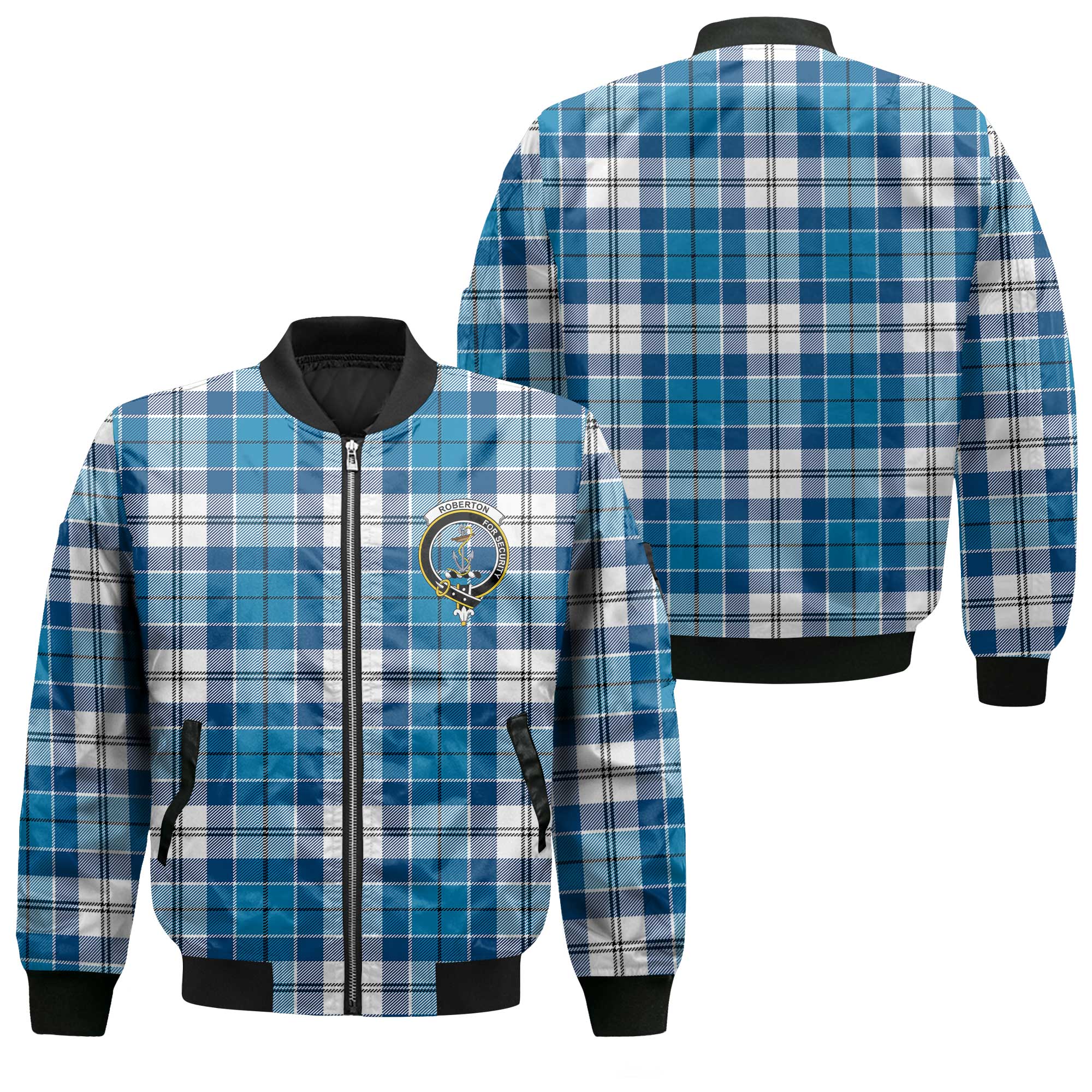 Clan Roberton Tartan Men Bomber Jacket Crest And Plaid Basic Style