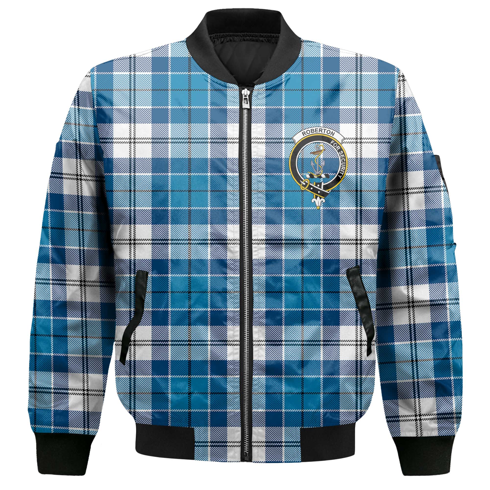 Clan Roberton Tartan Men Bomber Jacket Crest And Plaid Basic Style