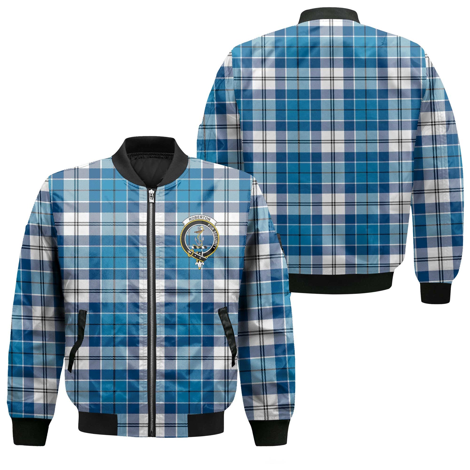 Clan Roberton Tartan Women Bomber Jacket Crest And Plaid Basic Style