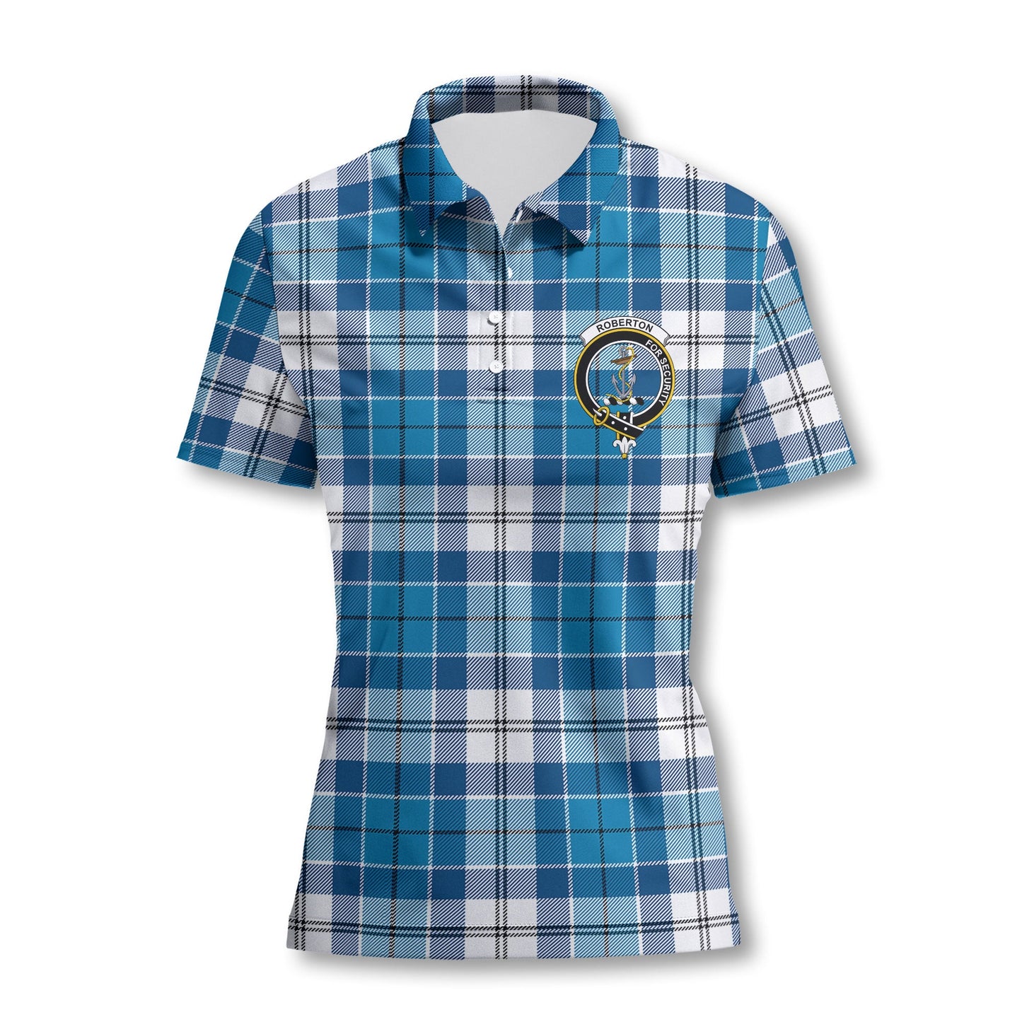 Clan Roberton Tartan Women Polo Shirt Crest And Plaid Basic Style