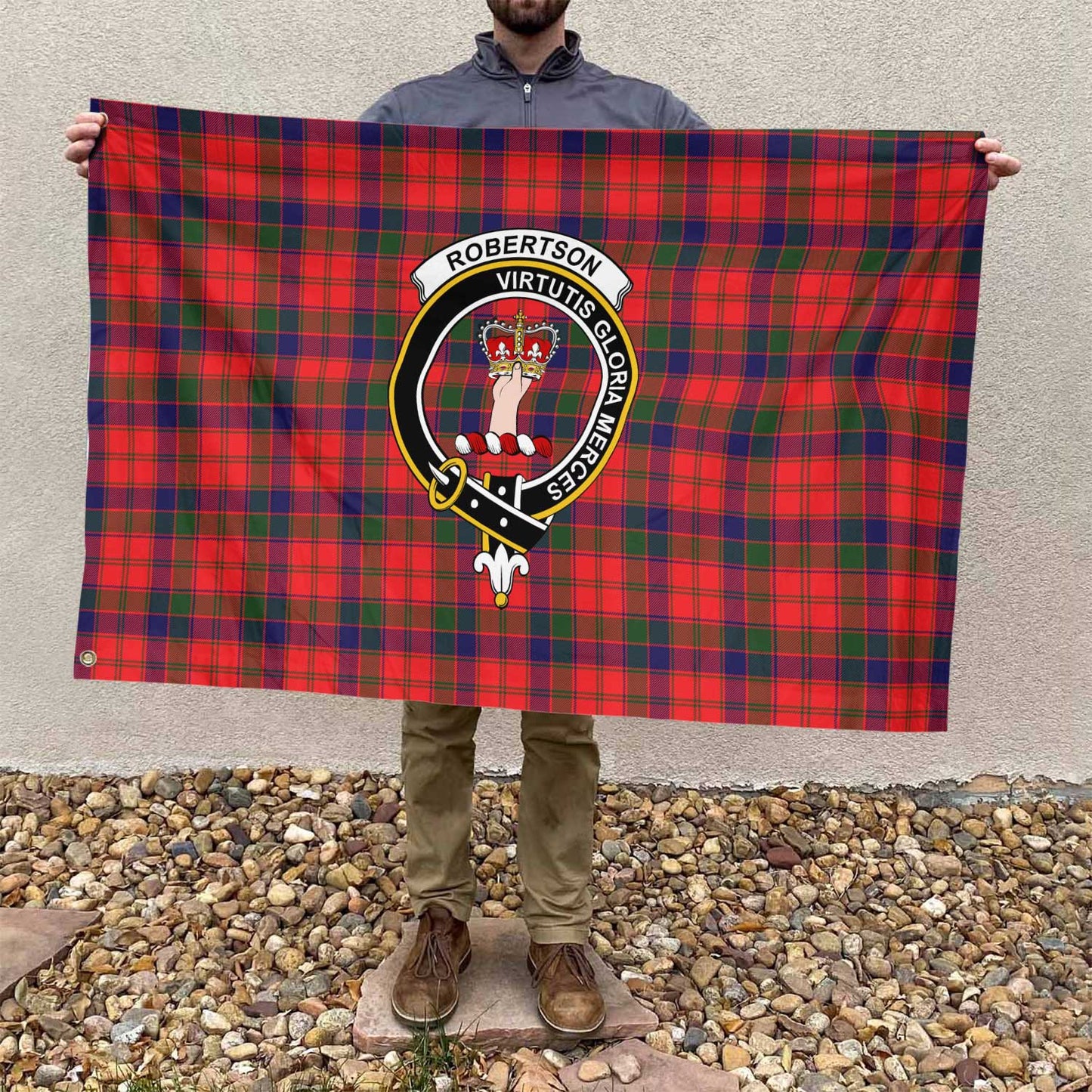 Clan Robertson Tartan Flag Crest And Plaid Basic Style