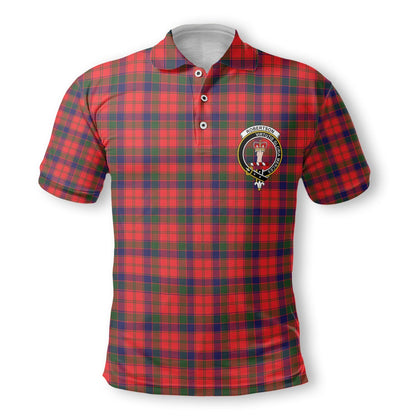 Clan Robertson Tartan Golf Tartan Men Polo Shirt Crest And Plaid Basic Style