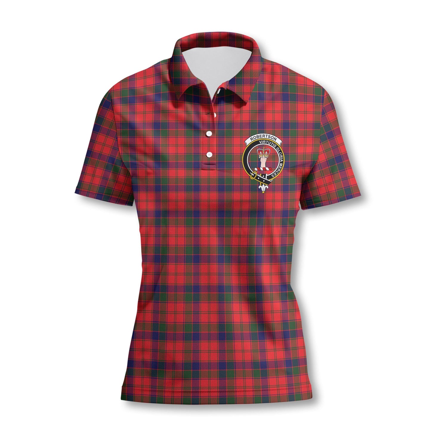 Clan Robertson Tartan Women Polo Shirt Crest And Plaid Basic Style