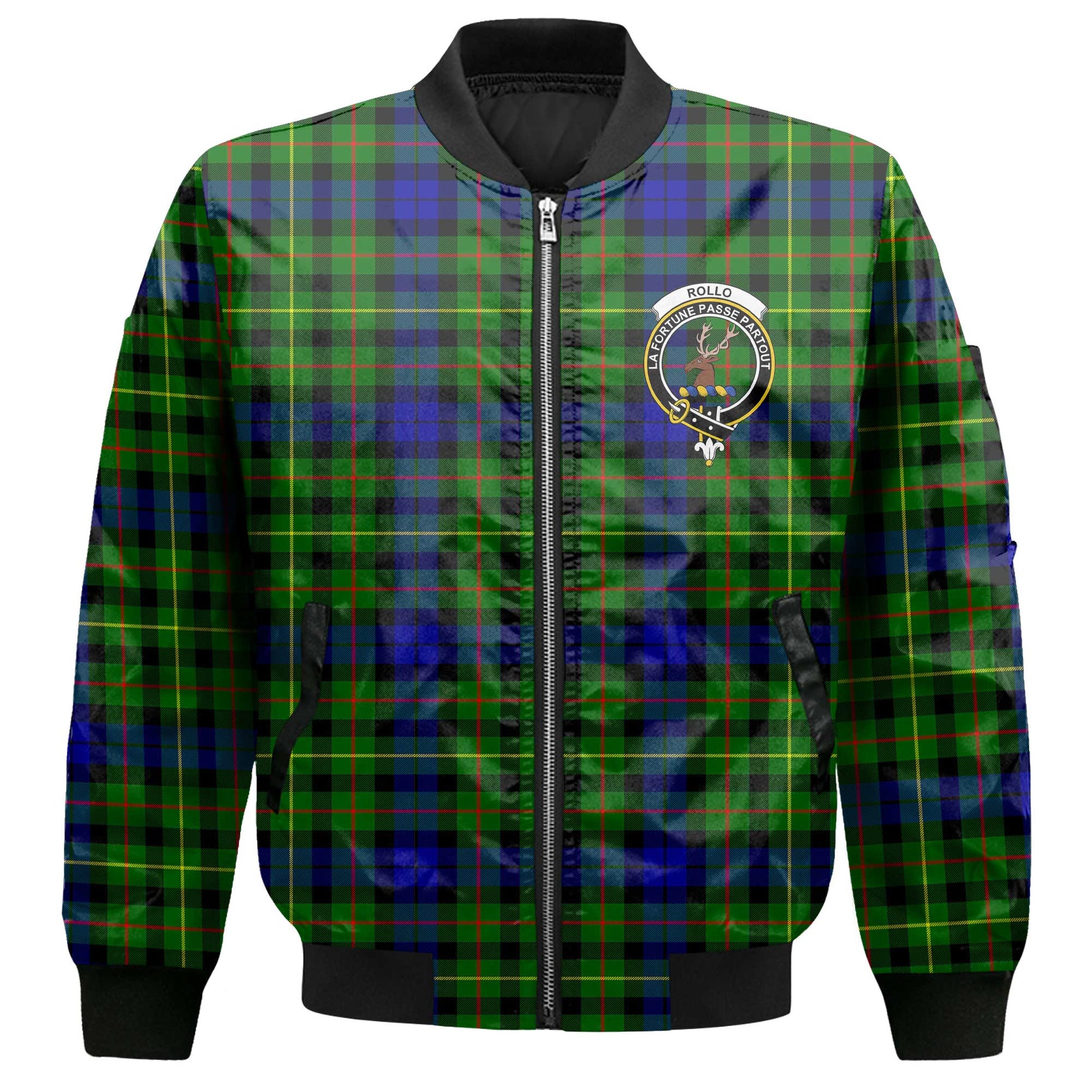 Clan Rollo Tartan Men Bomber Jacket Crest And Plaid Basic Style