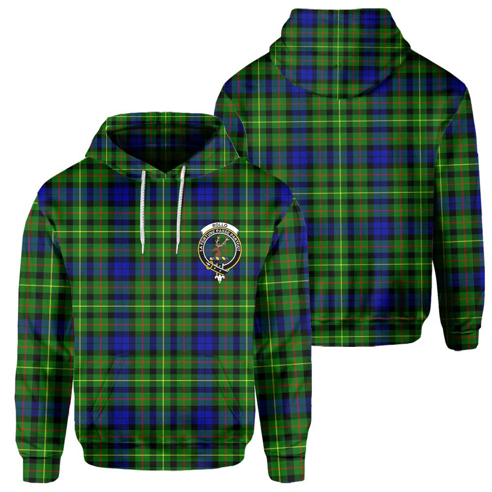 Clan Rollo Tartan Men Hoodie Crest And Plaid Basic Style