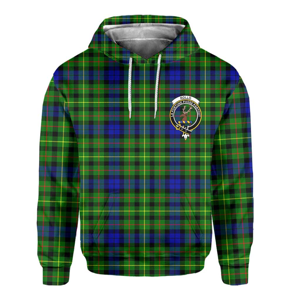 Clan Rollo Tartan Men Hoodie Crest And Plaid Basic Style