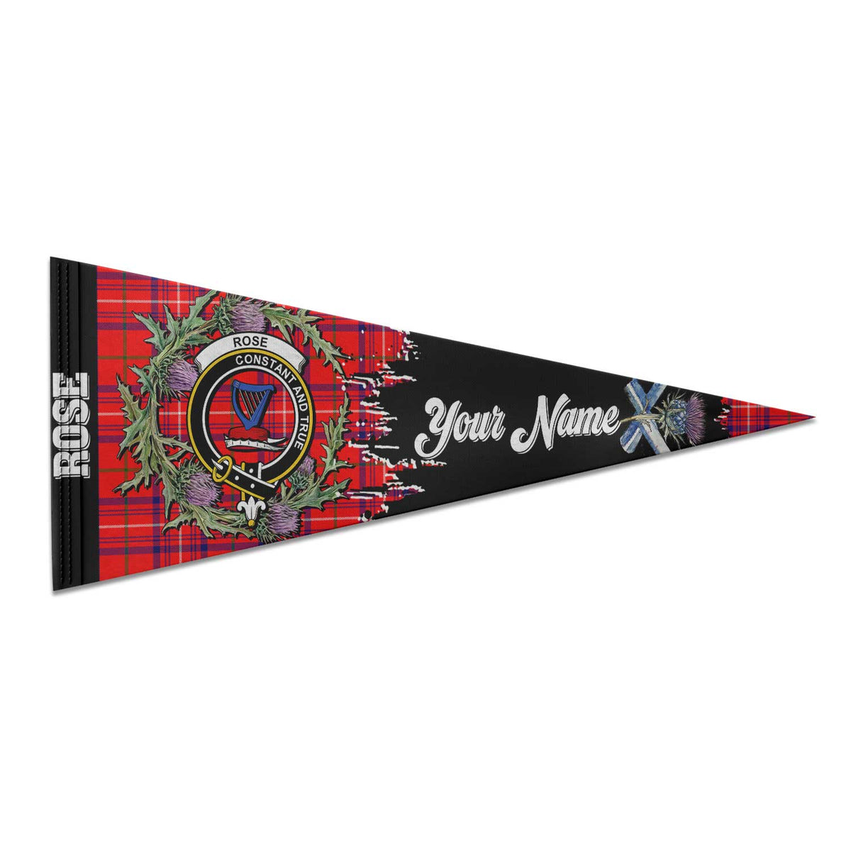 Clan Rose Tartan Felt Pennant Crest And Plaid Basic Style