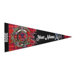 Clan Rose Tartan Felt Pennant Crest And Plaid Basic Style