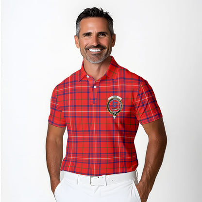 Clan Rose Tartan Golf Men Polo Shirt Crest And Plaid Basic Style