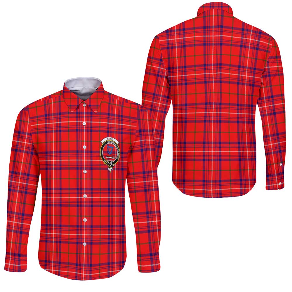 Clan Rose Tartan Long Sleeve Button Shirt Crest And Plaid Basic Style