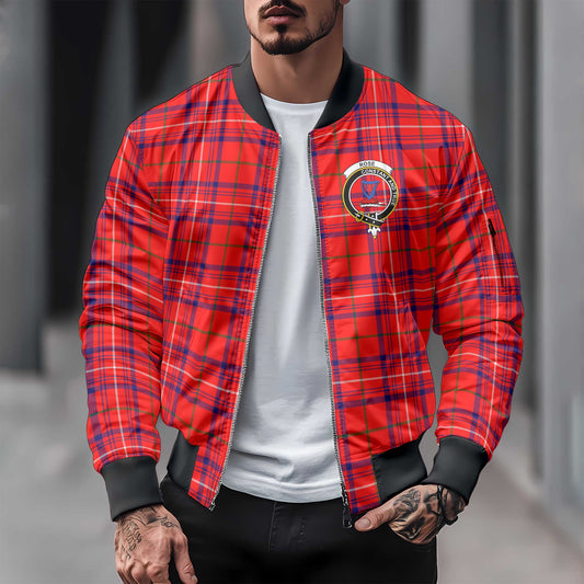 Clan Rose Tartan Men Bomber Jacket Crest And Plaid Basic Style