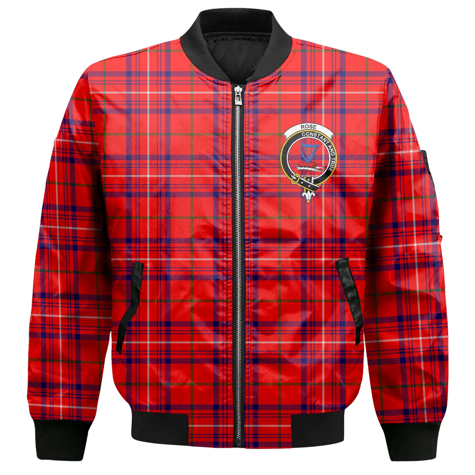 Clan Rose Tartan Men Bomber Jacket Crest And Plaid Basic Style