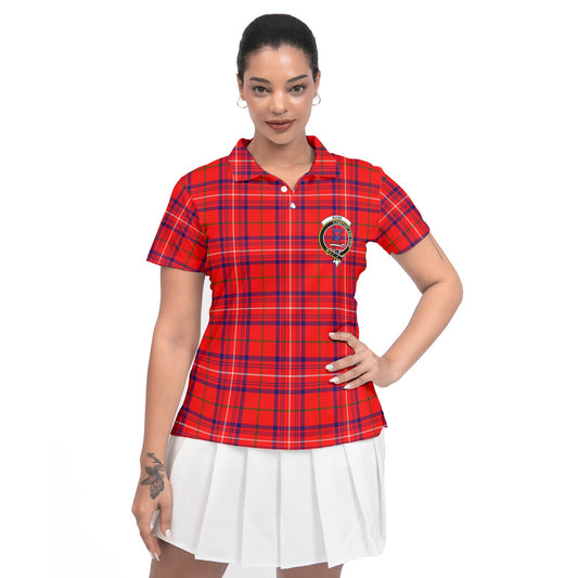 Clan Rose Tartan Women Polo Shirt Crest And Plaid Basic Style