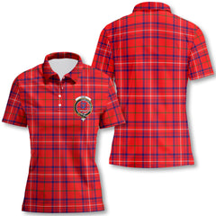 Clan Rose Tartan Women Polo Shirt Crest And Plaid Basic Style