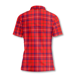 Clan Rose Tartan Women Polo Shirt Crest And Plaid Basic Style