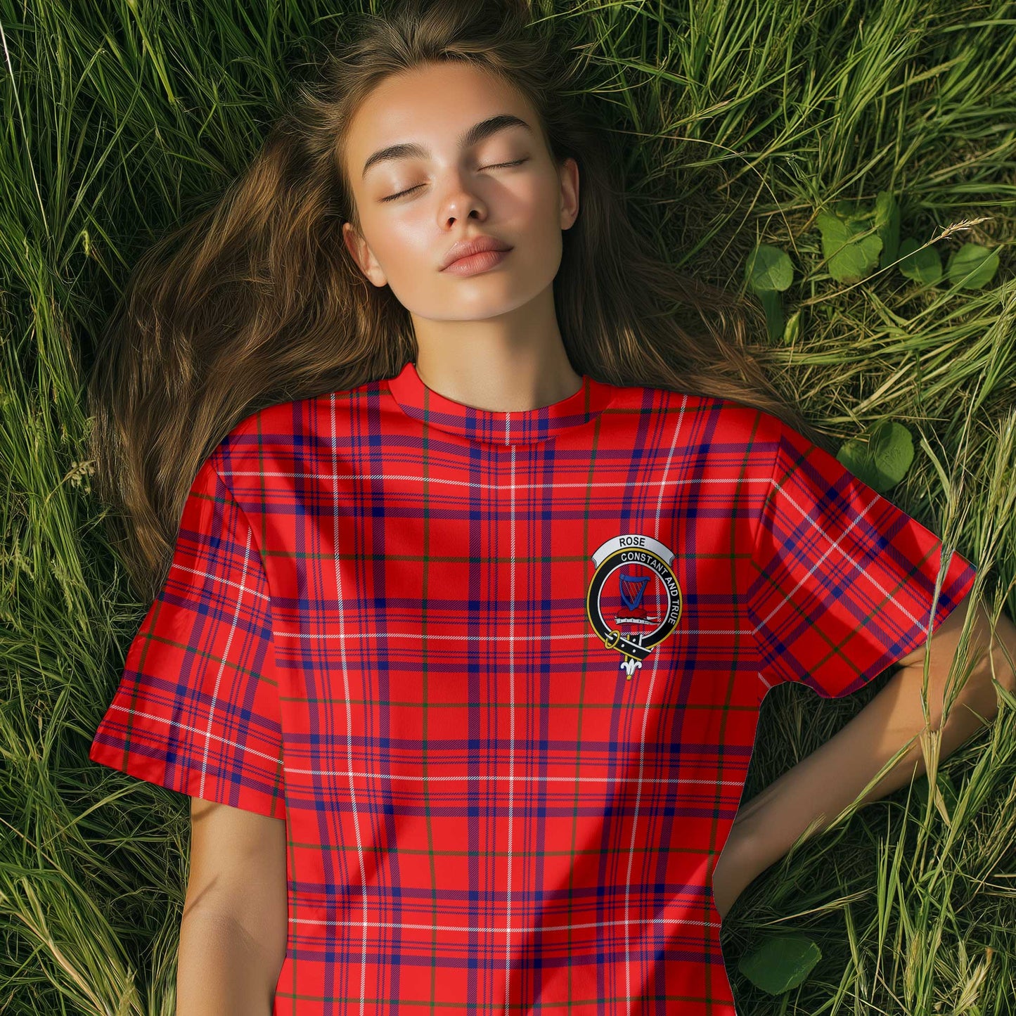 Clan Rose Tartan Women T Shirt Crest And Plaid Basic Style