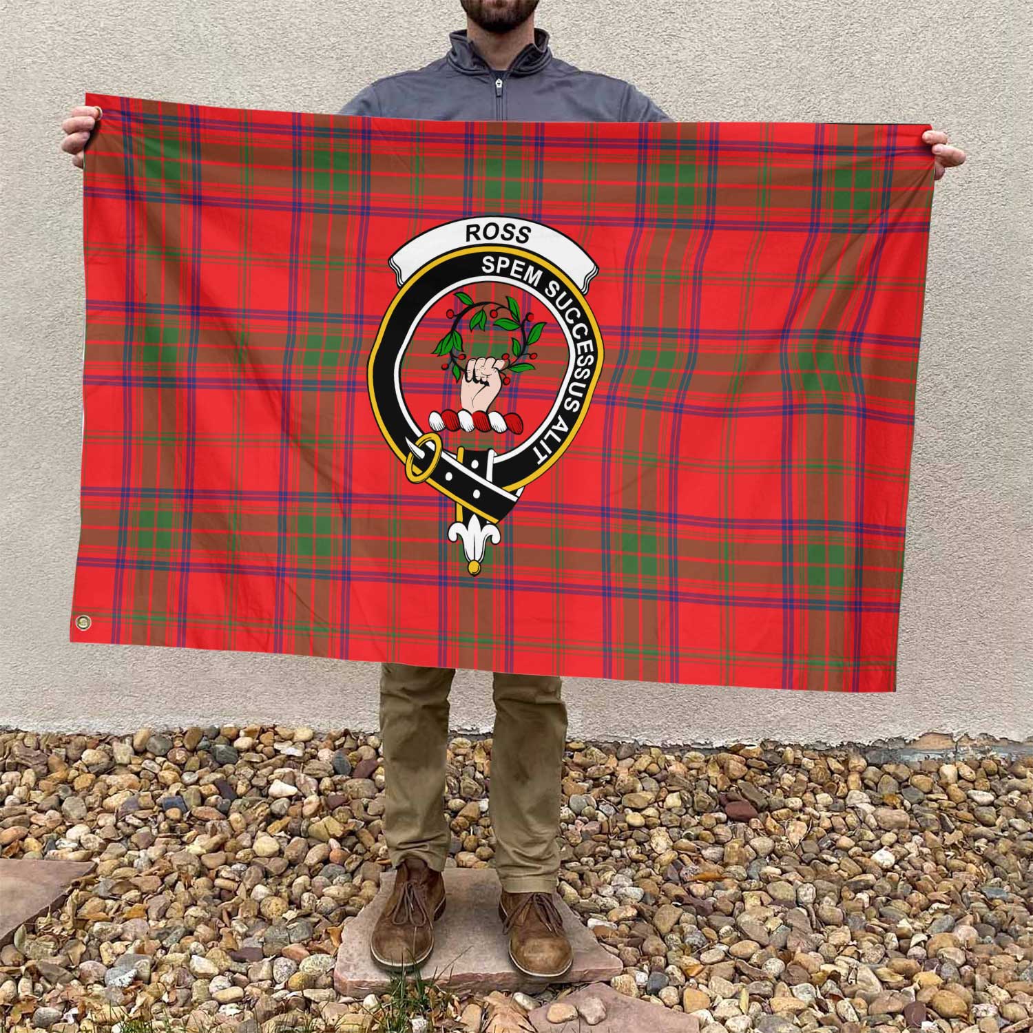 Clan Ross Tartan Flag Crest And Plaid Basic Style