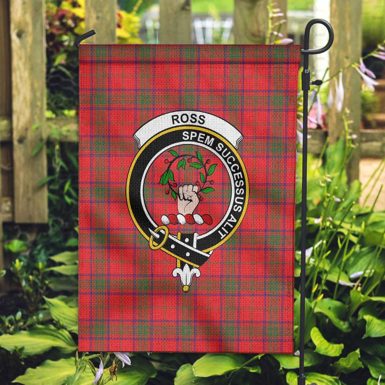 Clan Ross Tartan Garden Flag Crest And Plaid Basic Style