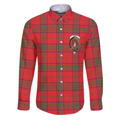 Clan Ross Tartan Long Sleeve Button Shirt Crest And Plaid Basic Style