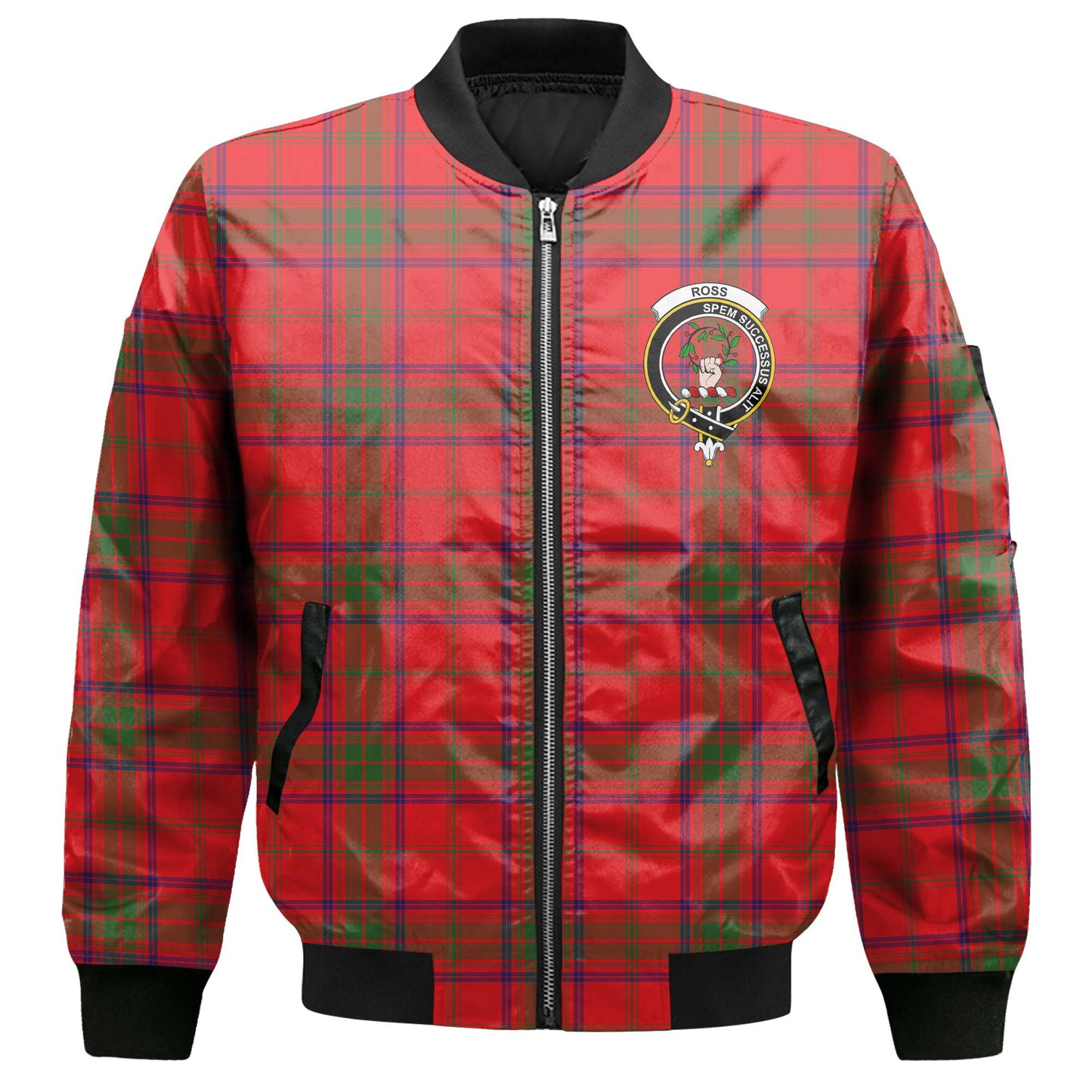 Clan Ross Tartan Men Bomber Jacket Crest And Plaid Basic Style