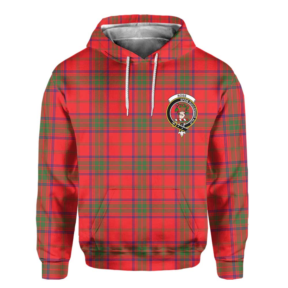 Clan Ross Tartan Men Hoodie Crest And Plaid Basic Style