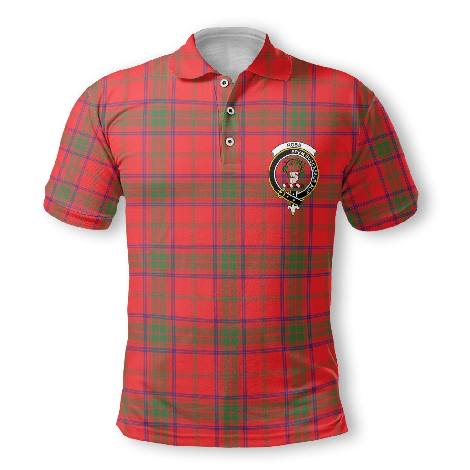 Clan Ross Tartan Men Polo Shirt Crest And Plaid Basic Style