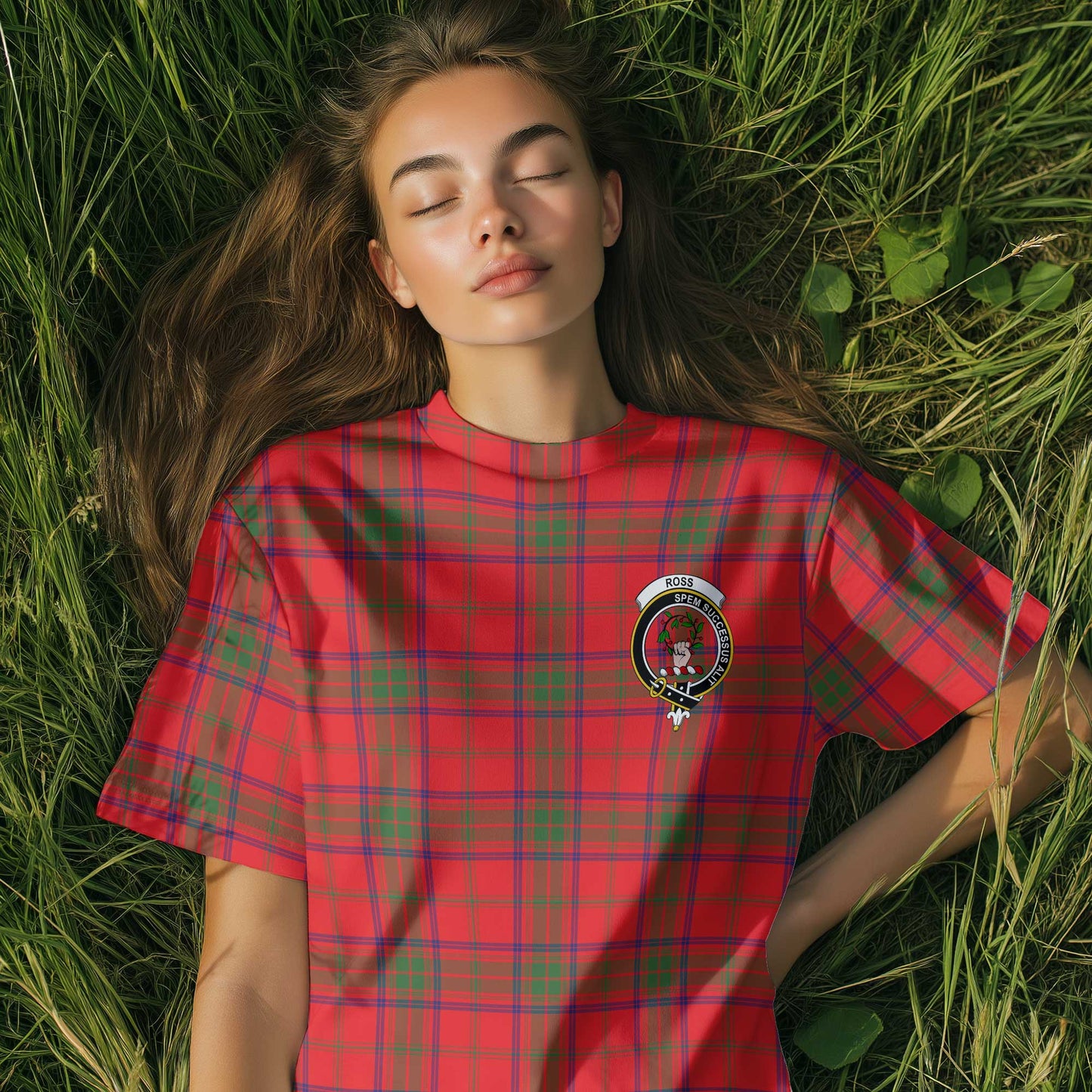 Clan Ross Tartan Women T Shirt Crest And Plaid Basic Style