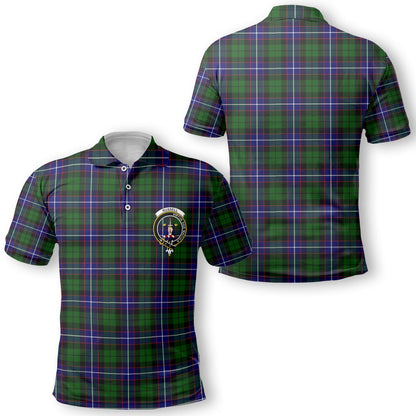 Clan Russell Tartan Golf Tartan Men Polo Shirt Crest And Plaid Basic Style