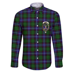 Clan Russell Tartan Long Sleeve Button Shirt Crest And Plaid Basic Style
