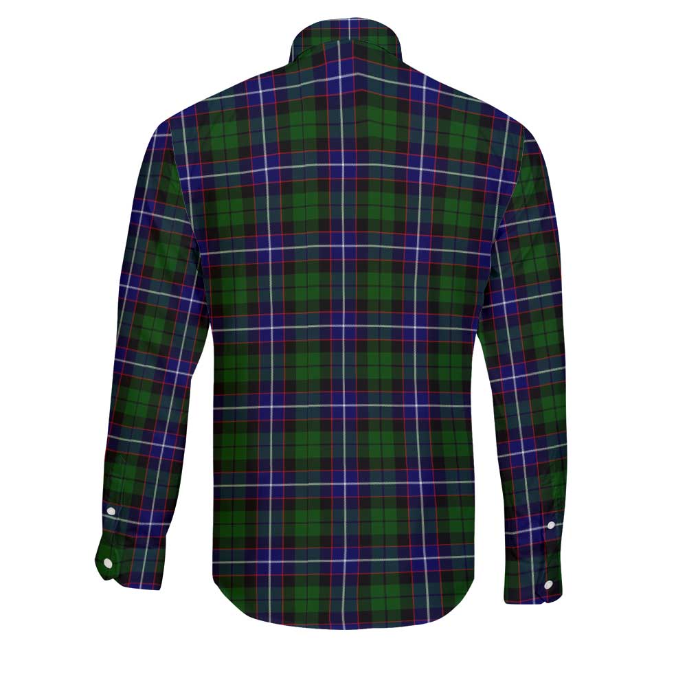 Clan Russell Tartan Long Sleeve Button Shirt Crest And Plaid Basic Style