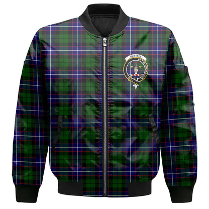 Clan Russell Tartan Men Bomber Jacket Crest And Plaid Basic Style