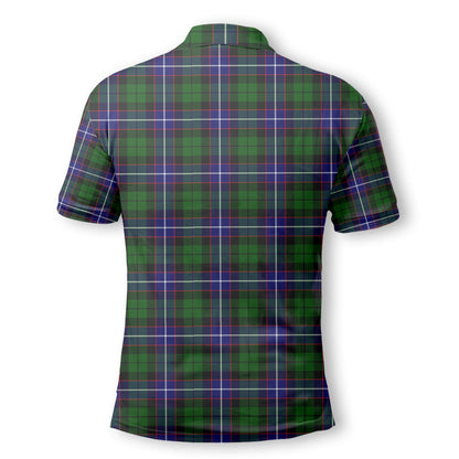 Clan Russell Tartan Men Polo Shirt Crest And Plaid Basic Style