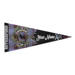 Clan Rutherford Tartan Felt Pennant Crest And Plaid Basic Style