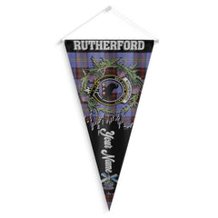 Clan Rutherford Tartan Felt Pennant Crest And Plaid Basic Style