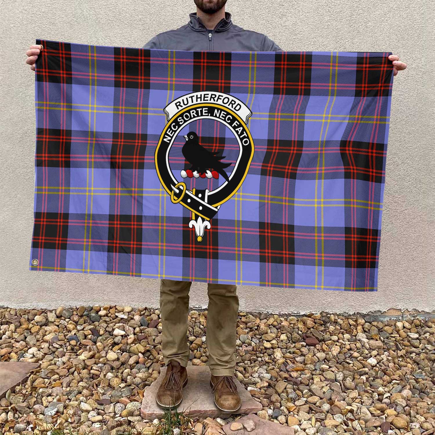 Clan Rutherford Tartan Flag Crest And Plaid Basic Style