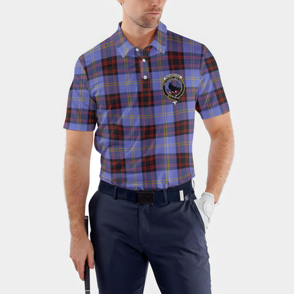 Clan Rutherford Tartan Golf Tartan Men Polo Shirt Crest And Plaid Basic Style