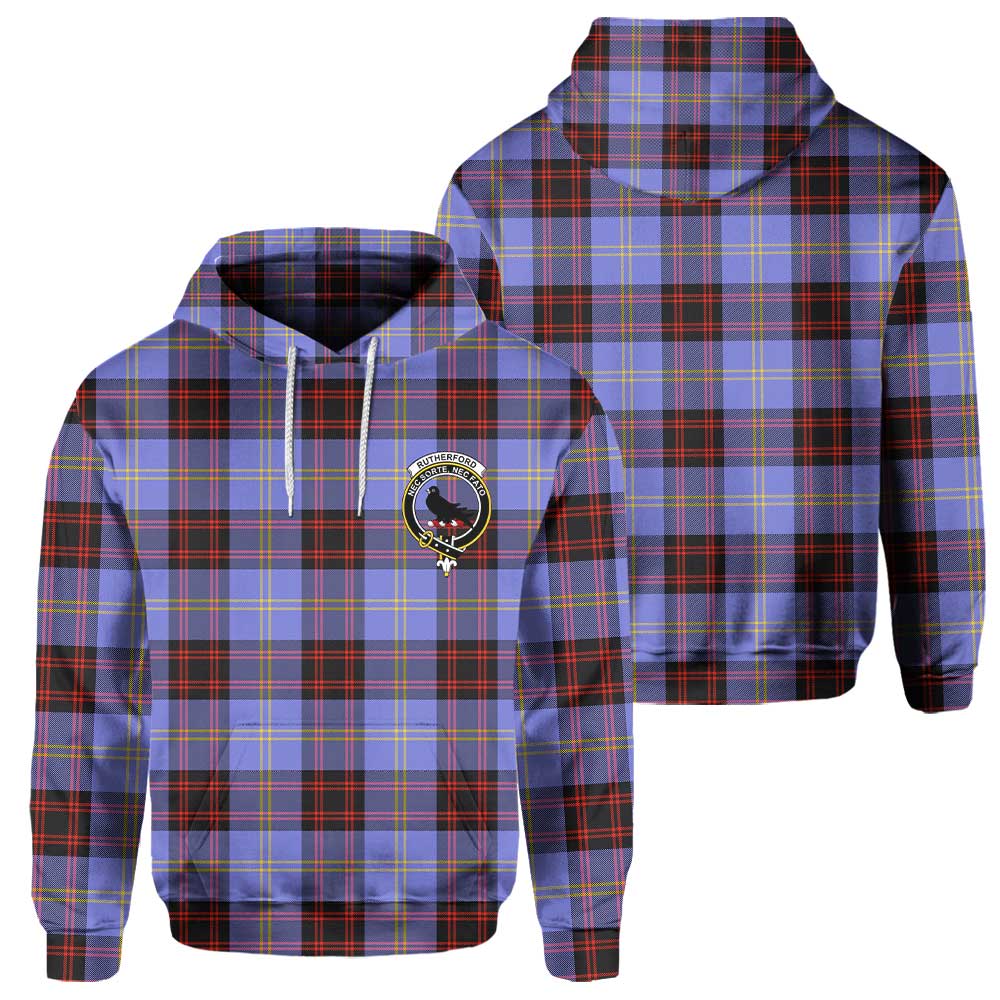 Clan Rutherford Tartan Men Hoodie Crest And Plaid Basic Style