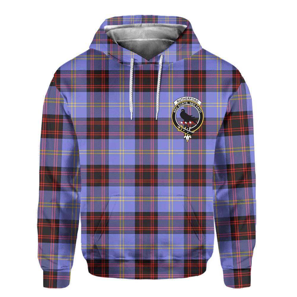 Clan Rutherford Tartan Men Hoodie Crest And Plaid Basic Style